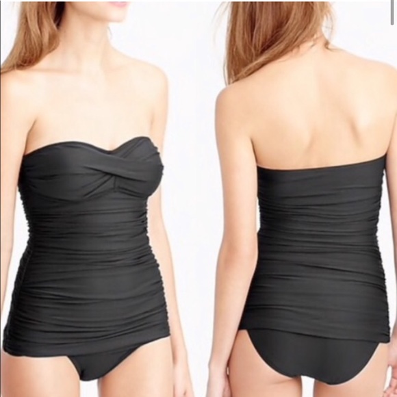 J. Crew Skirted Twist Top Ruched Bandeau Seafoam Swimsuit - Picture 14 of 15